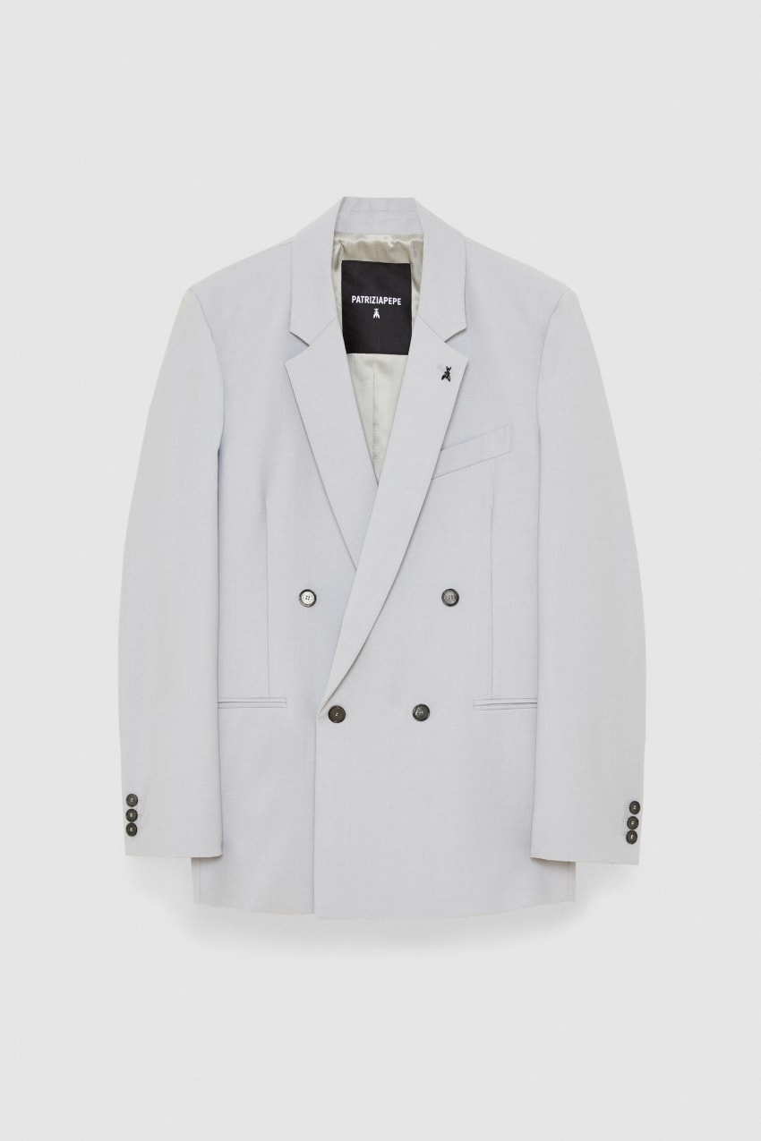 Straight double-breasted jacket in cool wool 