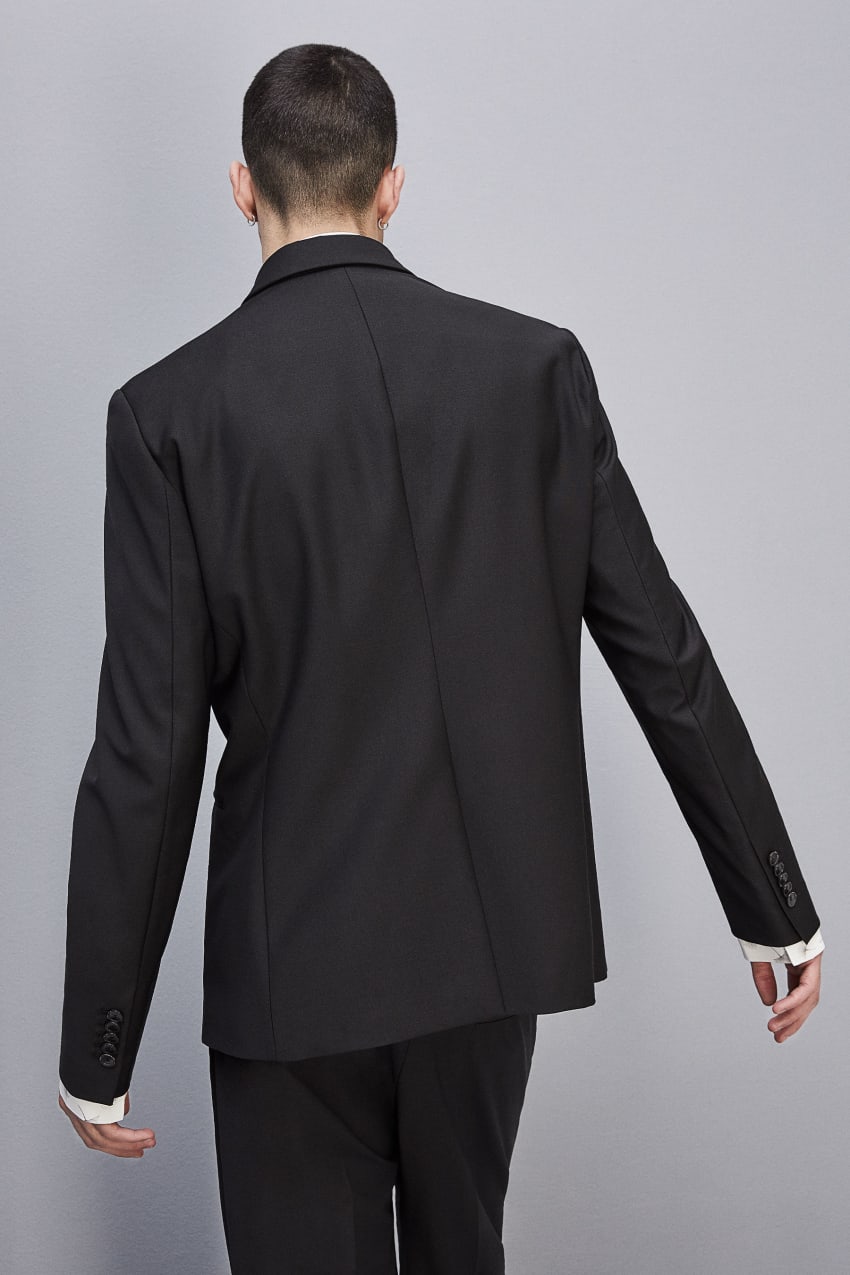 One button tuxedo jacket in cool wool
