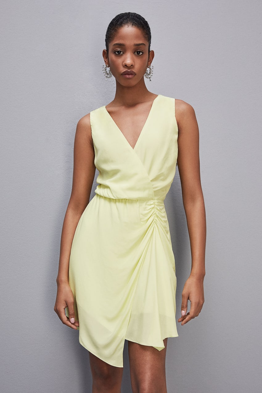 Robe portefeuille jaune outlet