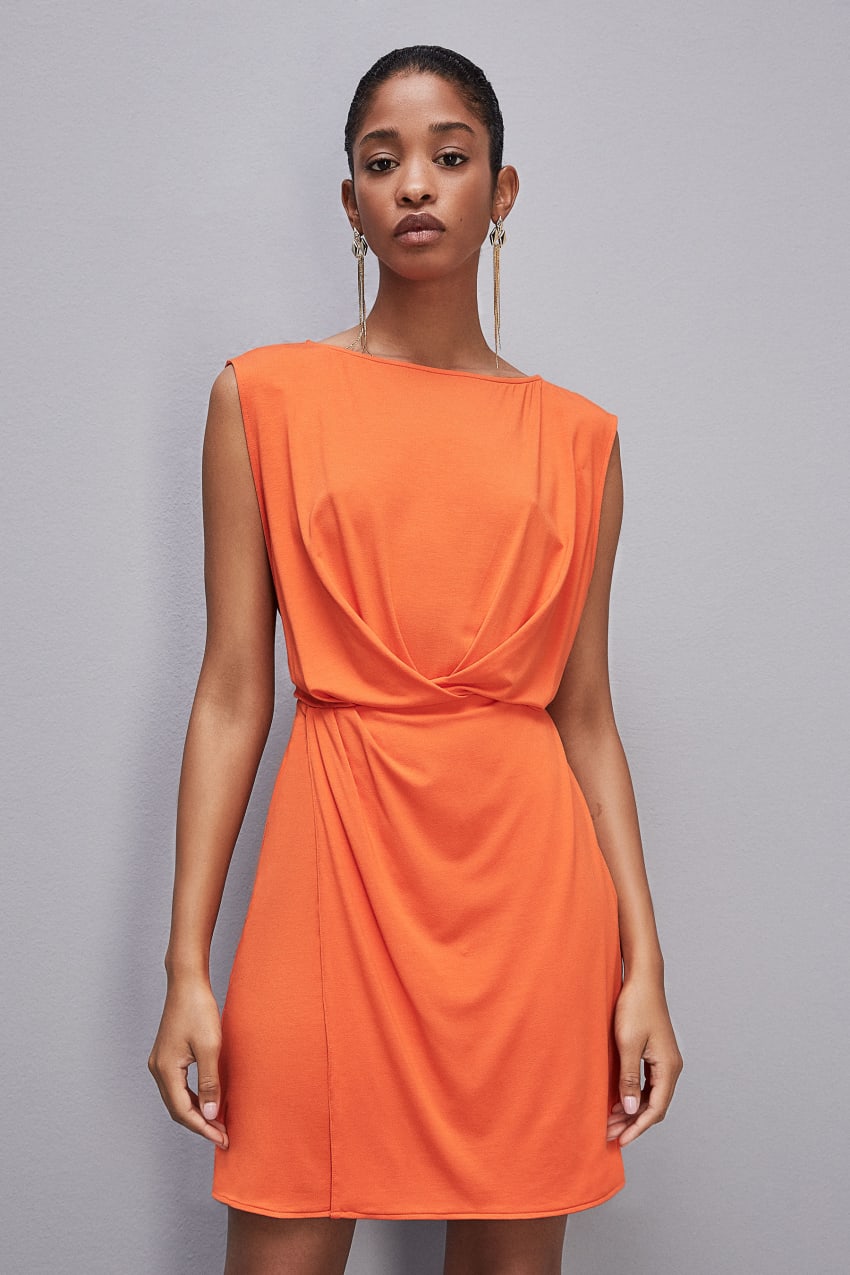 Stretch jersey boat-neck dress | Orange | Patrizia Pepe