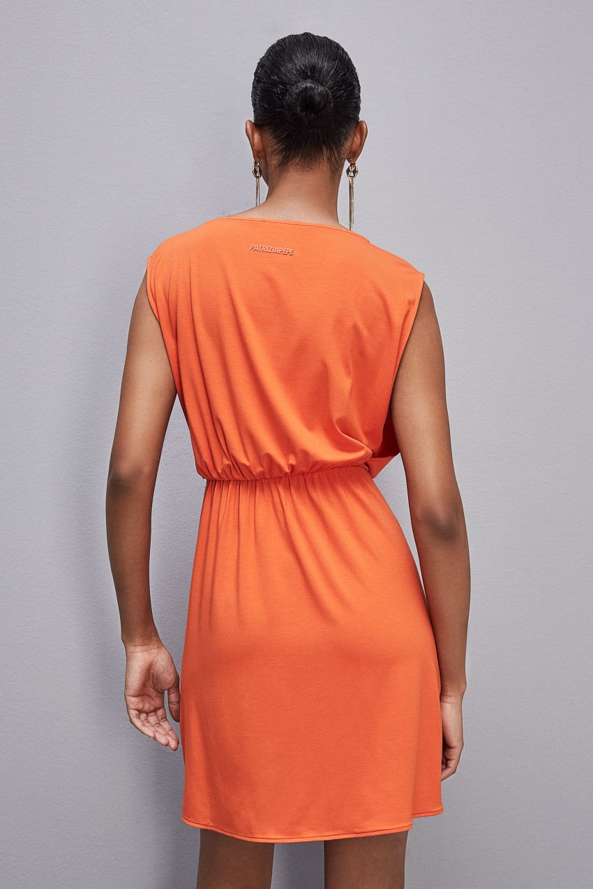 Stretch jersey boat-neck dress | Orange | Patrizia Pepe