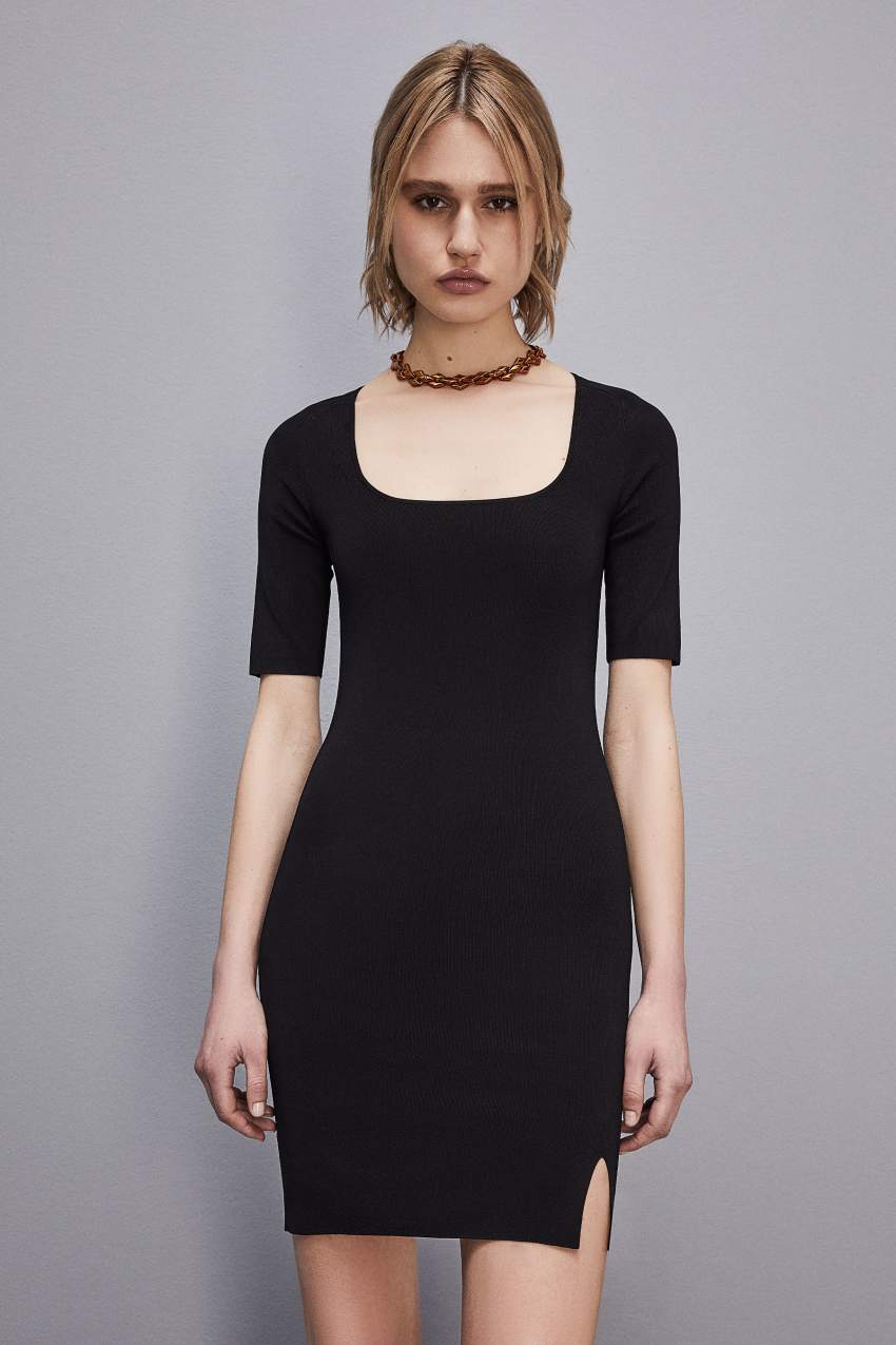 Slim fit dress with slit Black Patrizia Pepe