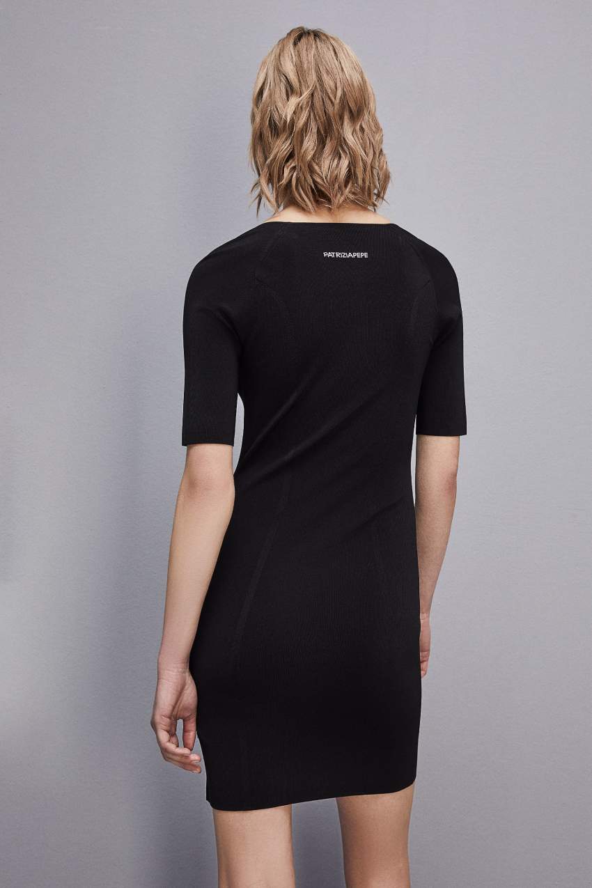 Slim fit dress with slit Black Patrizia Pepe