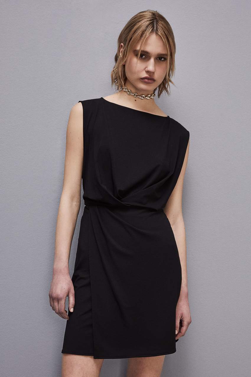 Stretch jersey boat neck dress