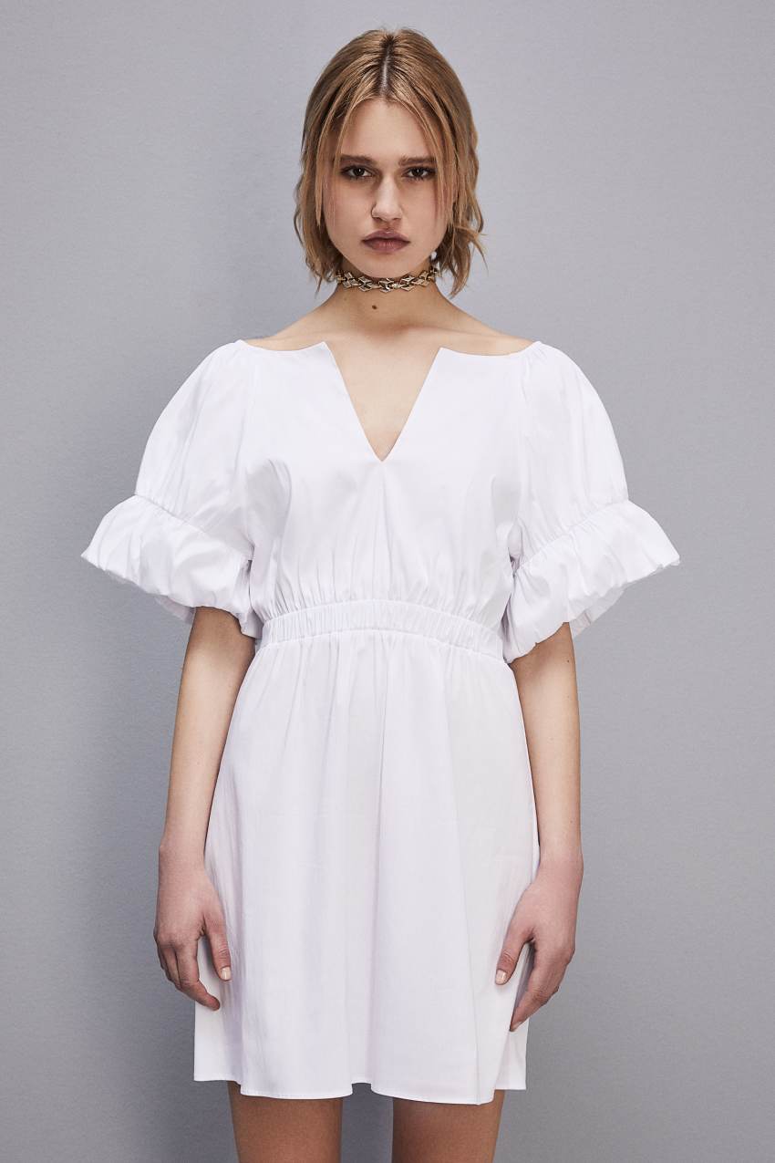 Soft stretch cotton blend dress | White | Patrizia Pepe