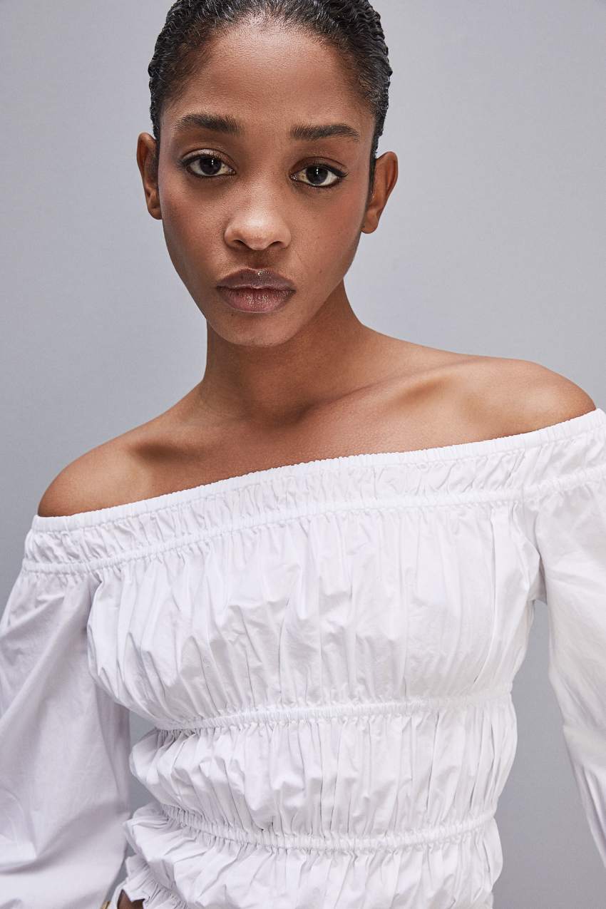 Cotton off shoulder top White Patrizia Pepe