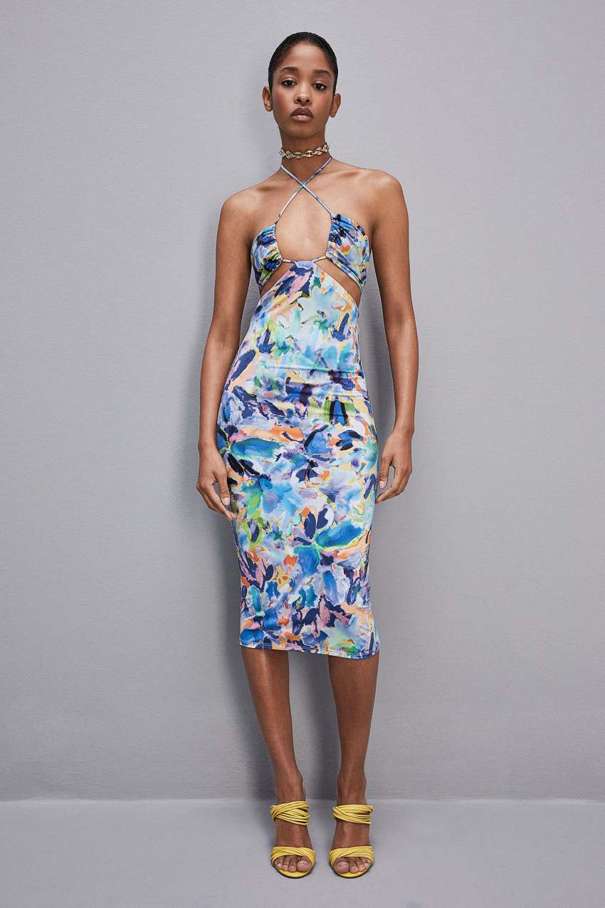 Robe ajustee avec imprime jersey