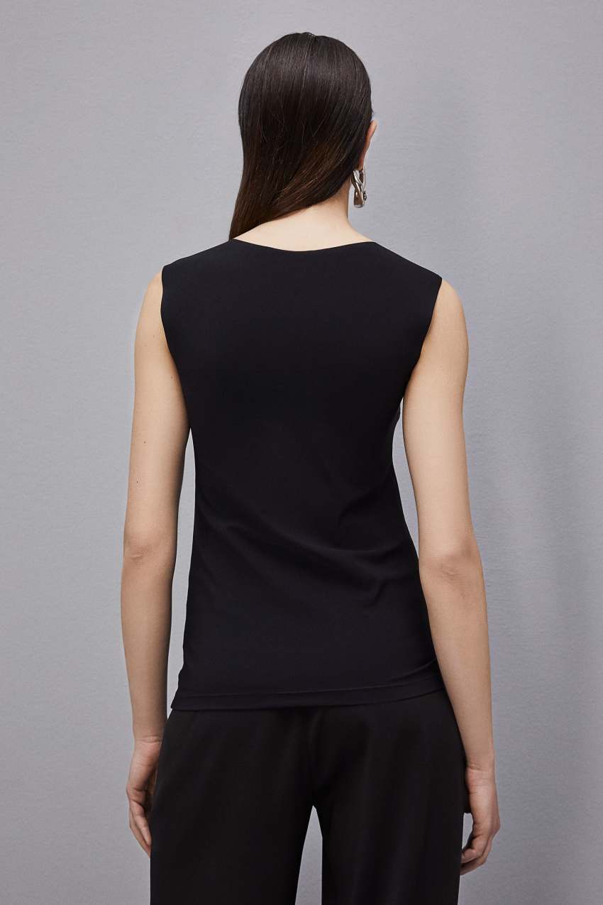 Stretch jersey tank top | Black | Patrizia Pepe