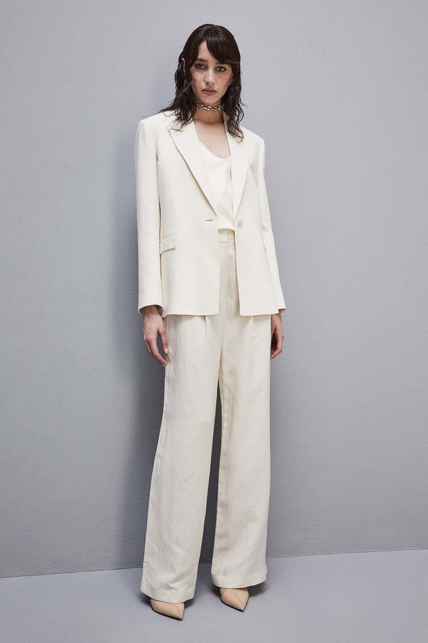 ESSENTIAL viscose and linen jacket White Patrizia Pepe