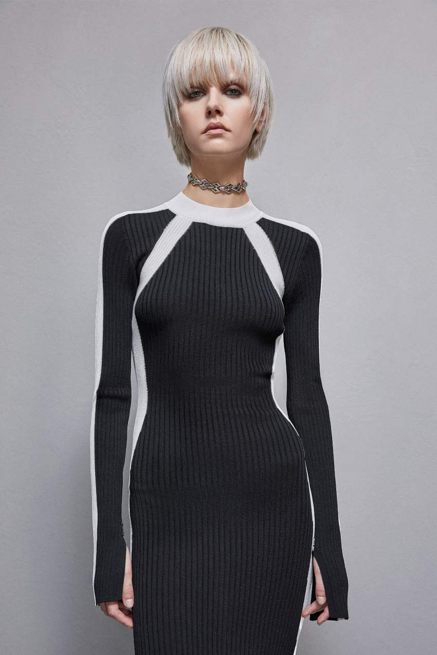 Ribbed viscose blend dress