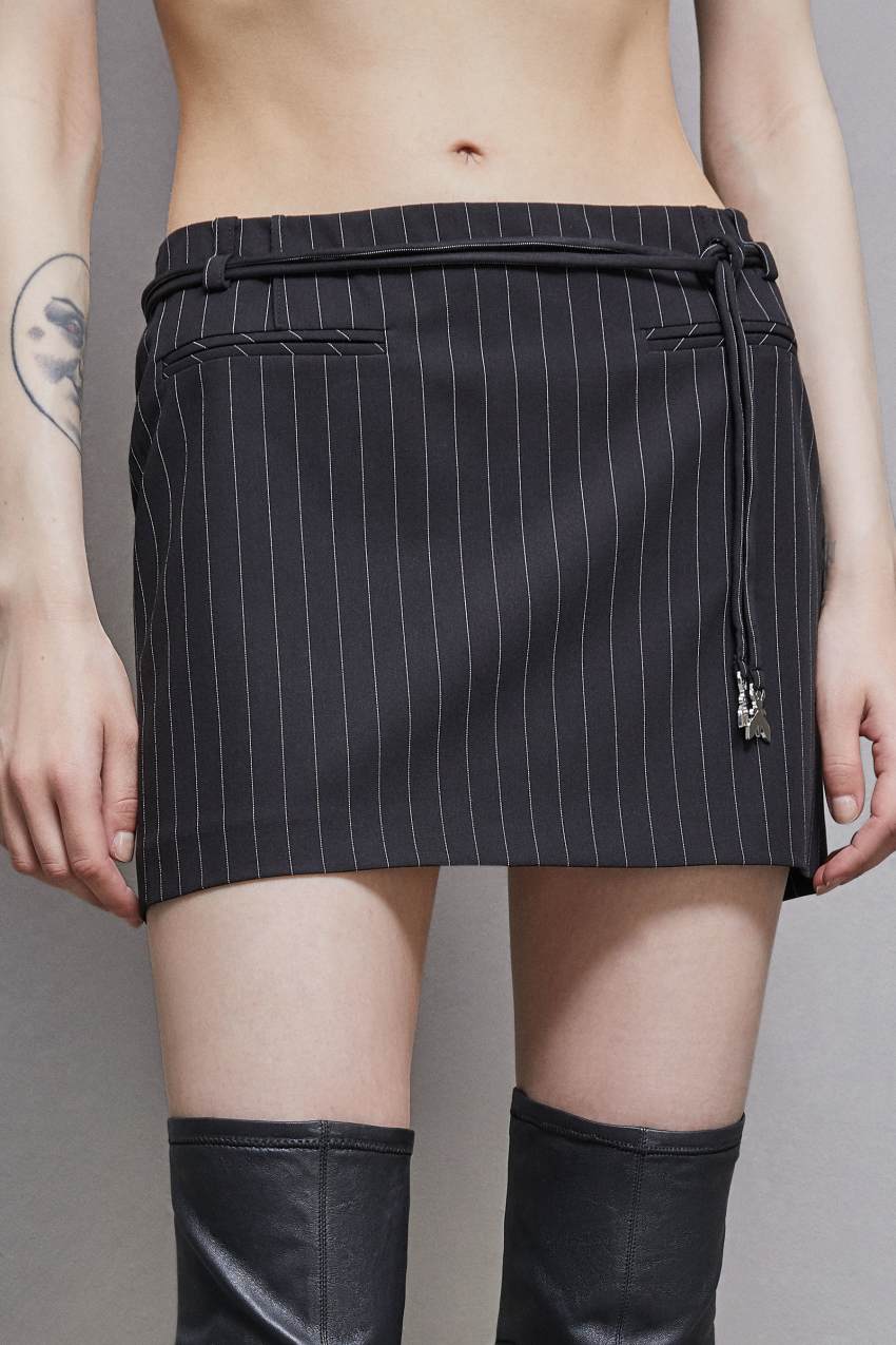 Low waisted pinstripe miniskirt