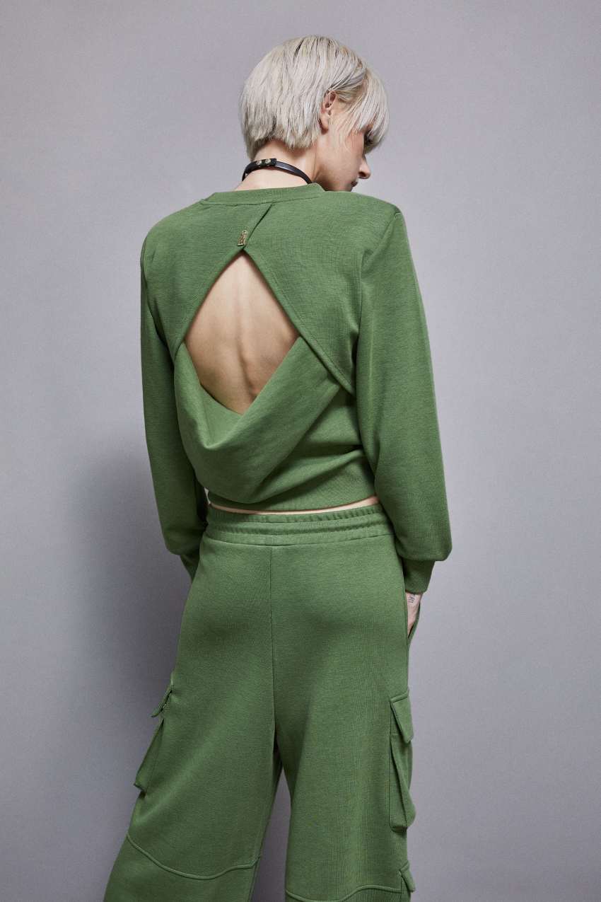 Felpa a maniche lunghe in cotone Verde Patrizia Pepe