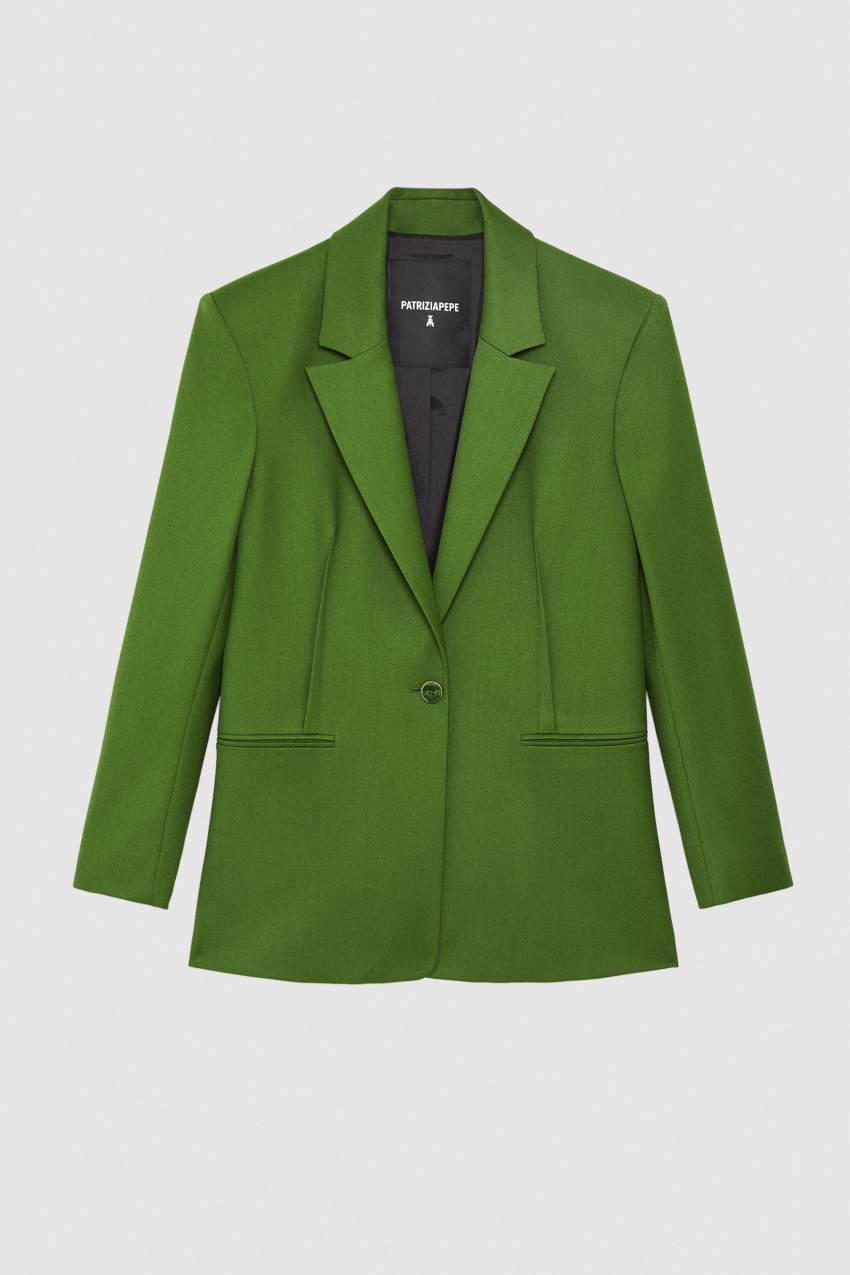 Ein Knopf Blazer aus Flanell Grun Patrizia Pepe