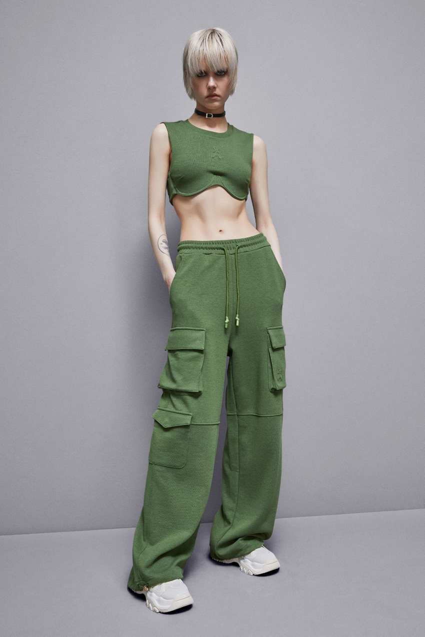 Cotton blend fleece cargo pants