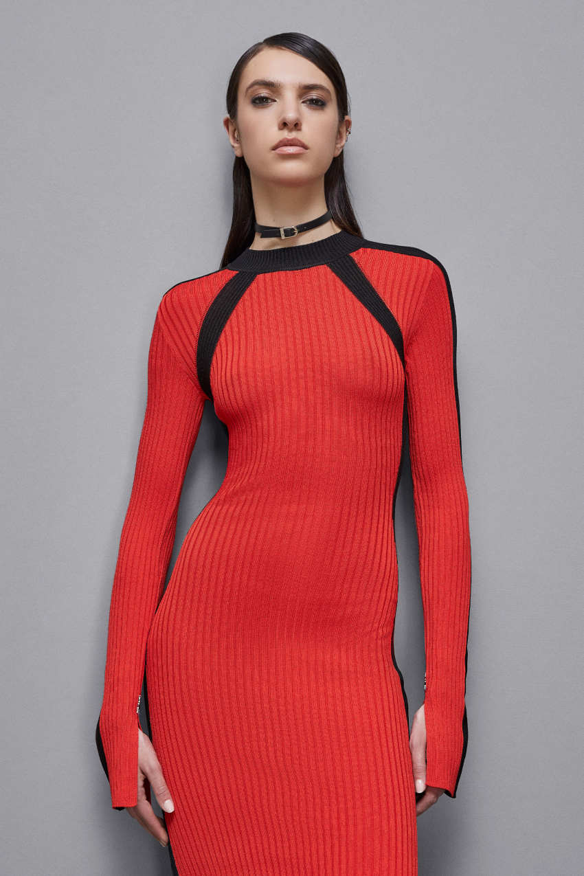 Ribbed viscose blend dress