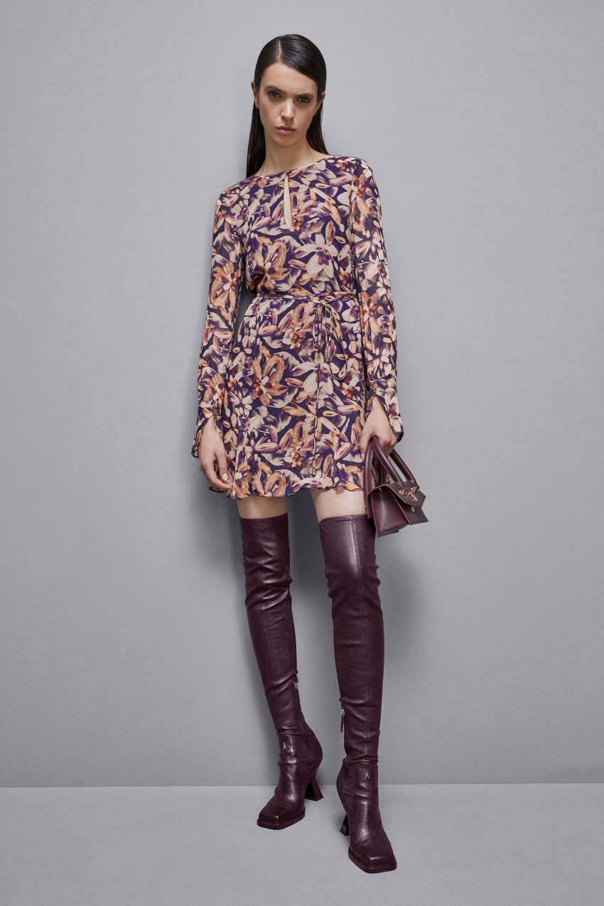 Abito mini in georgette fantasia