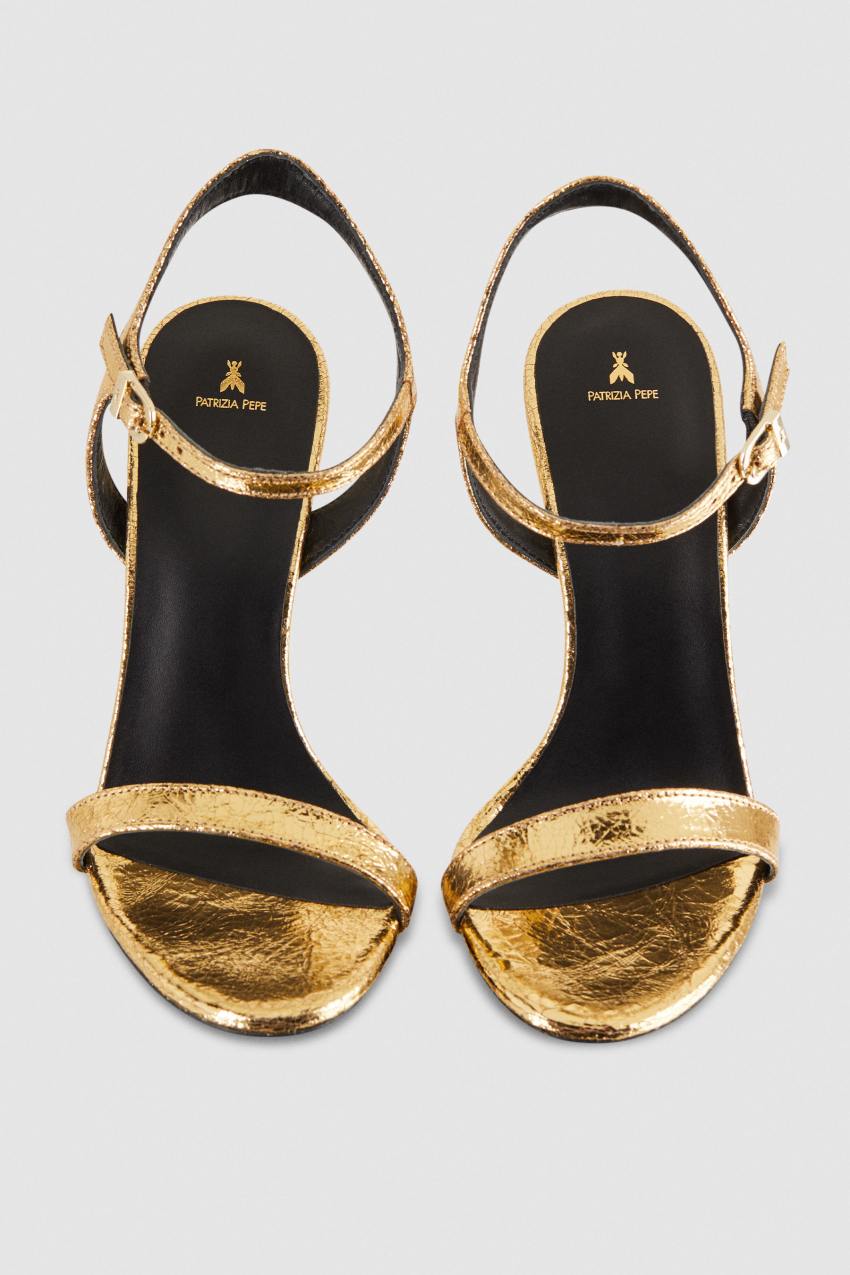 Sandali con tacco in pelle Oro Patrizia Pepe