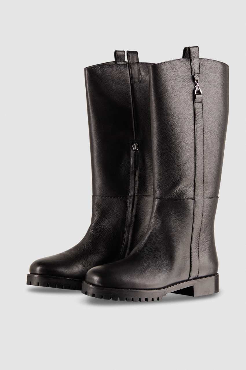 Stivali alti in nappa con zip Nero Patrizia Pepe