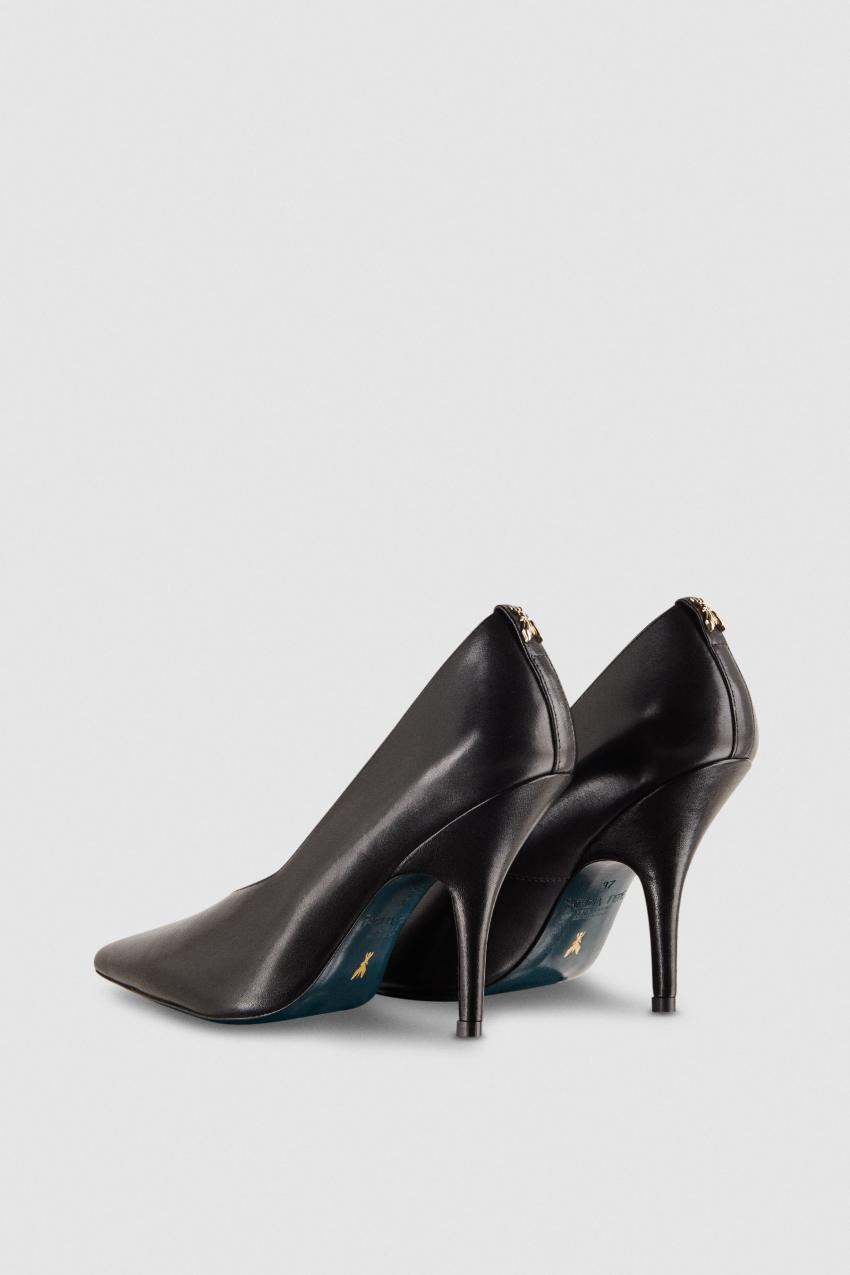 Decollete in pelle con suola in cuoio Nero Patrizia Pepe