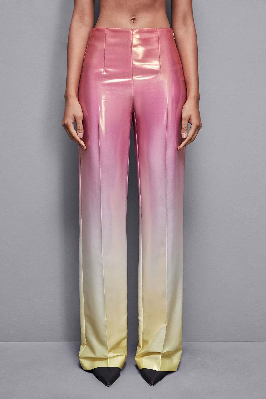 Pantaloni a vita alta in raso