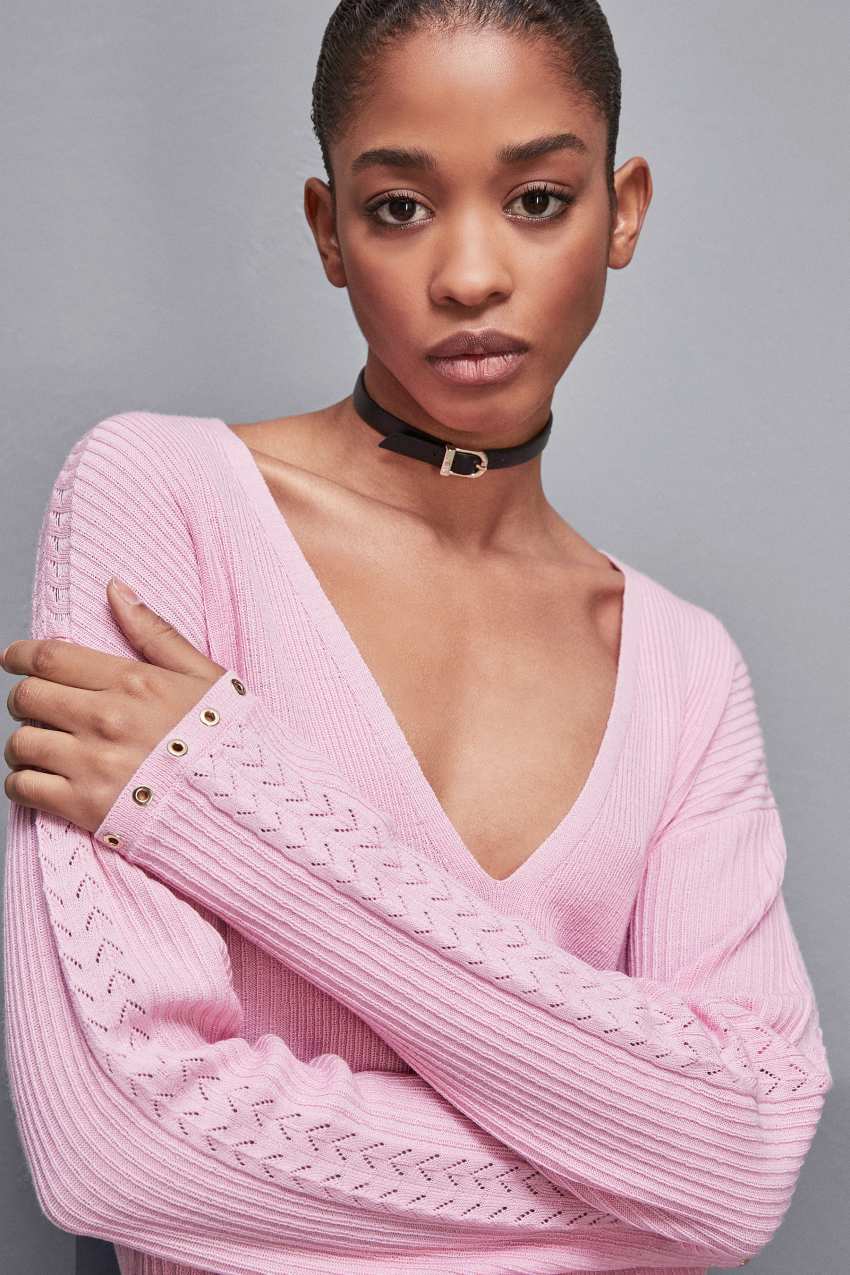 Jersey de canale de lana Essential Rosa Patrizia Pepe