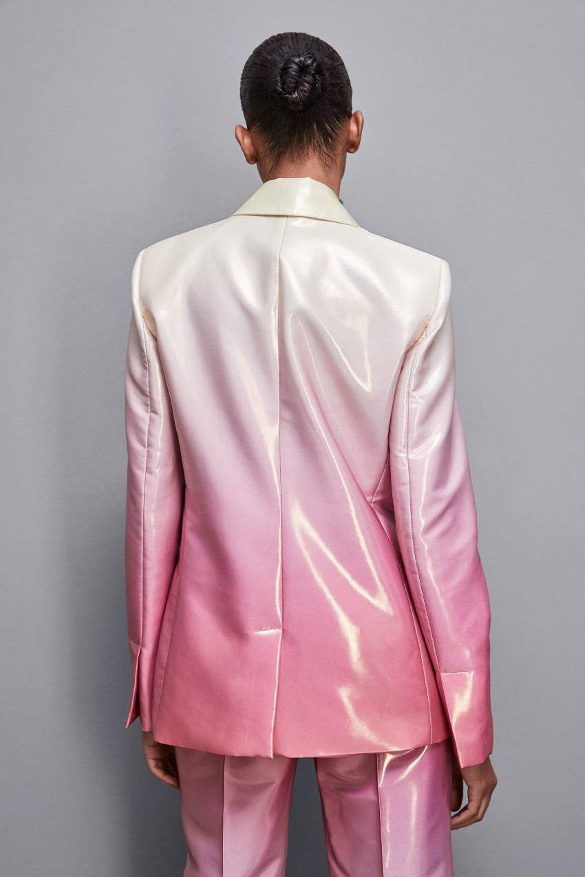 Double breasted satin blazer jacket