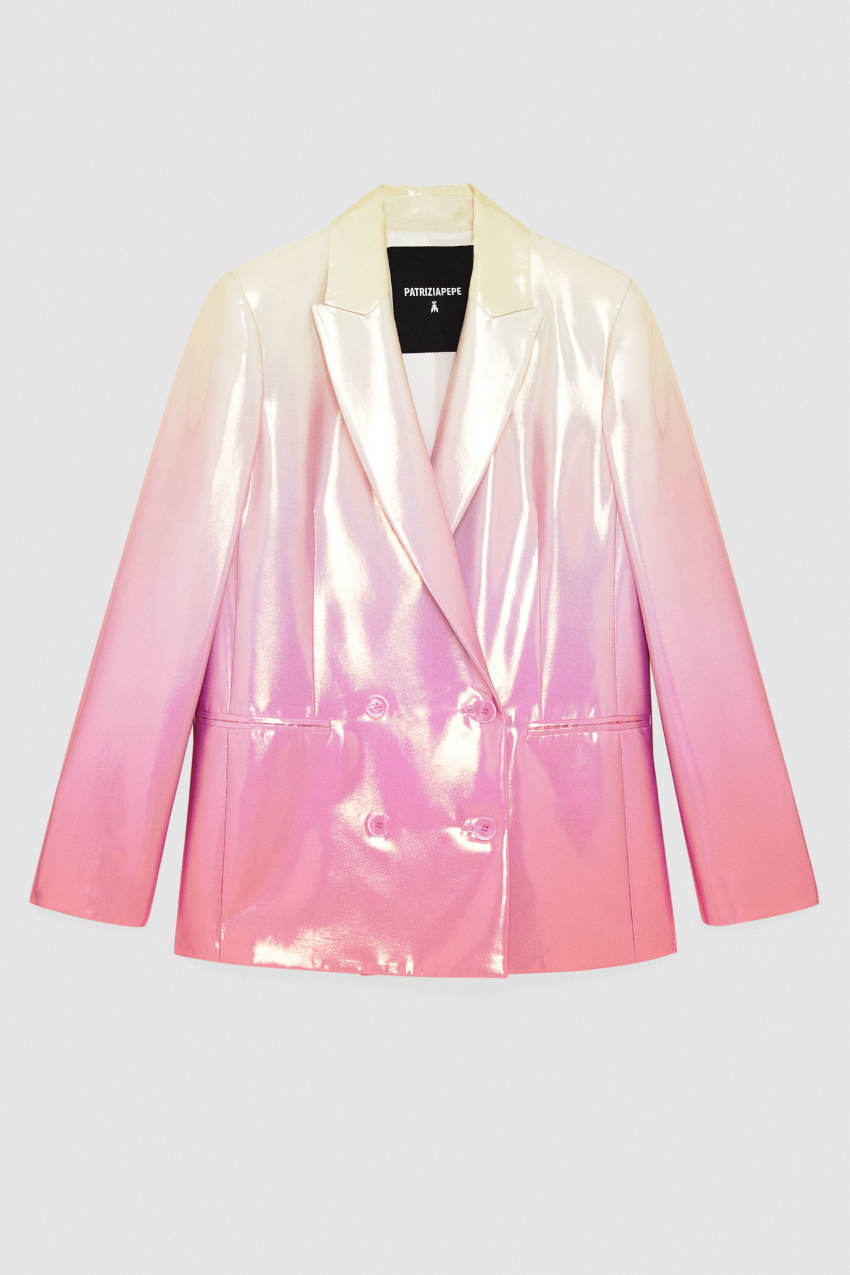Double breasted satin blazer jacket