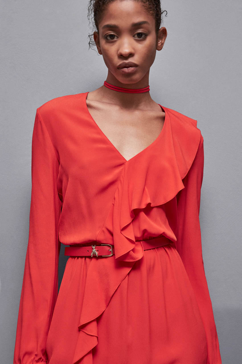 Ceinture en cuir martele taille basse Rouge Patrizia Pepe