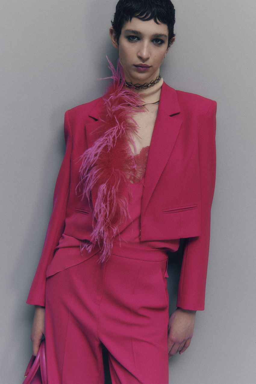 Giacca con piuma in tessuto stretch