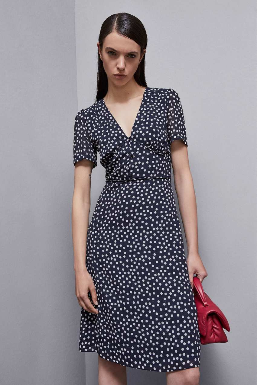Patterned georgette midi dress