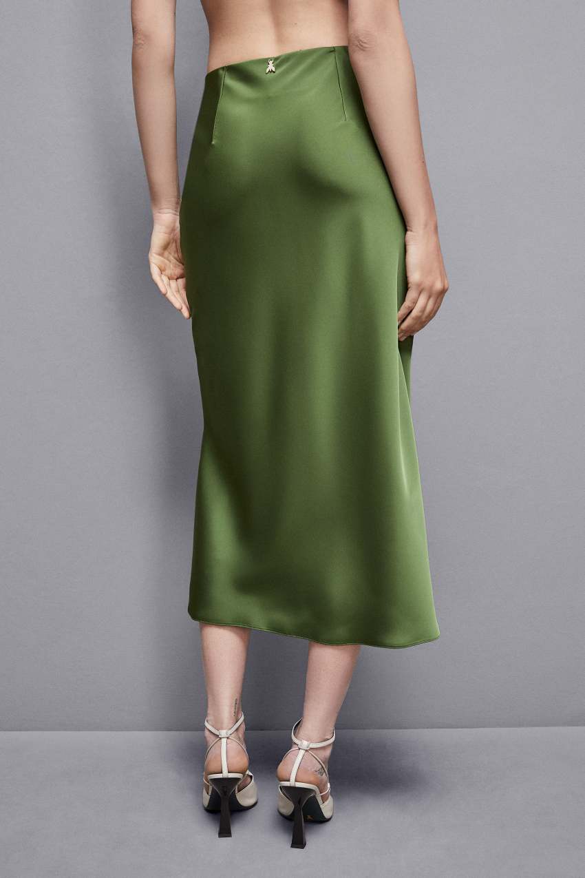 Green midi skirt satin outlet