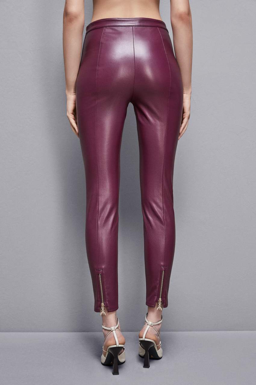 Purple leather leggings on sale