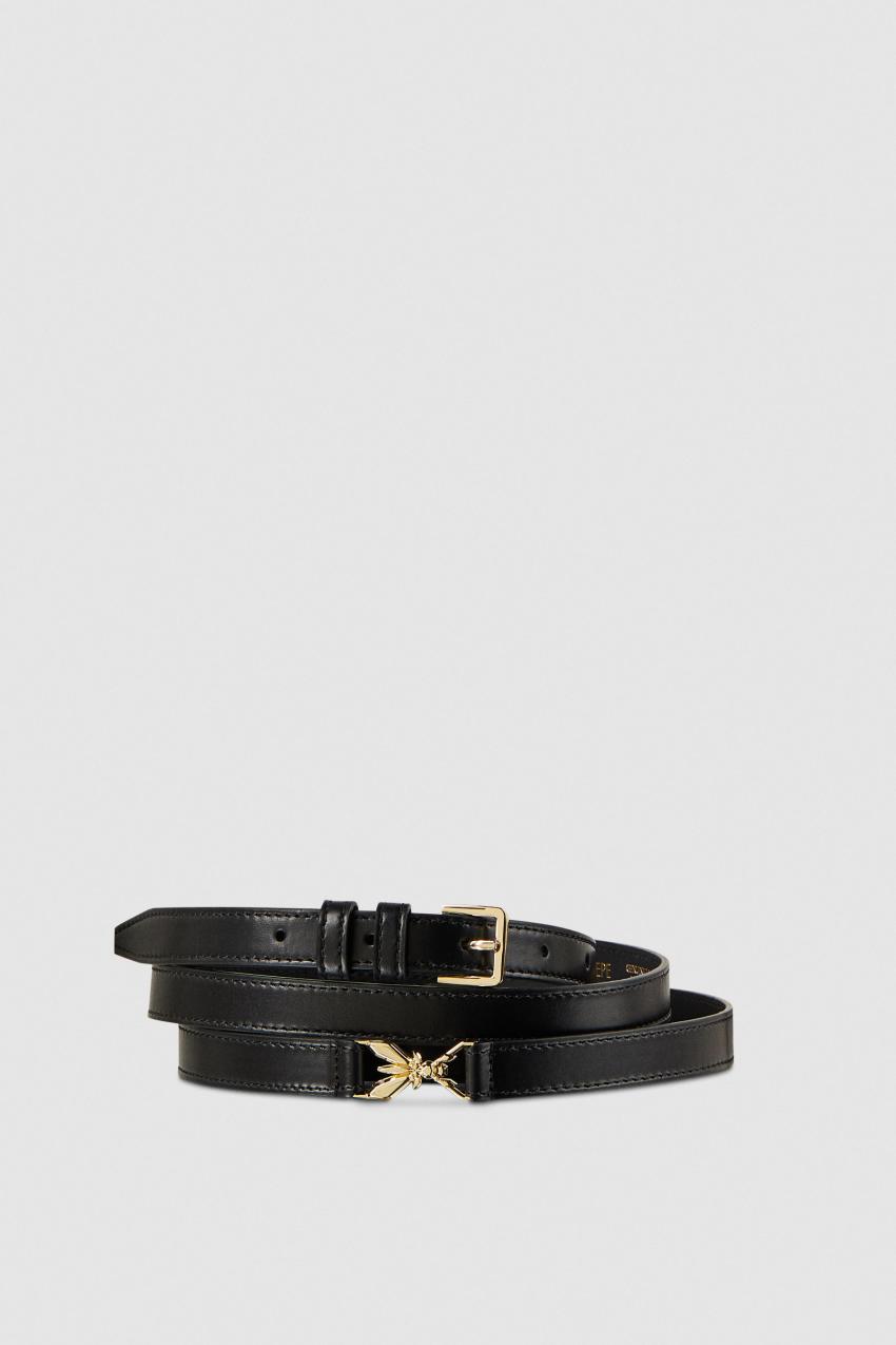 Leather belt with metal buckle
