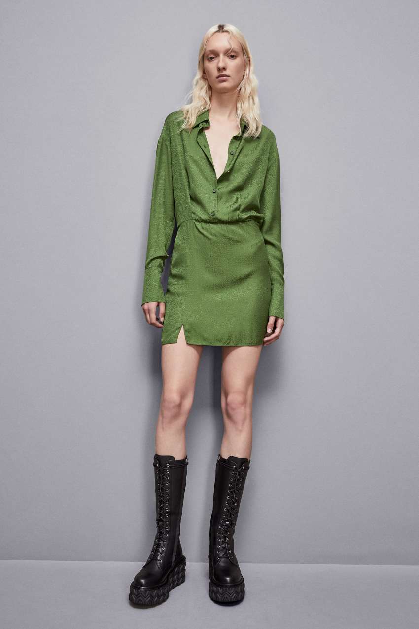 Abito mini in jacquard di viscosa