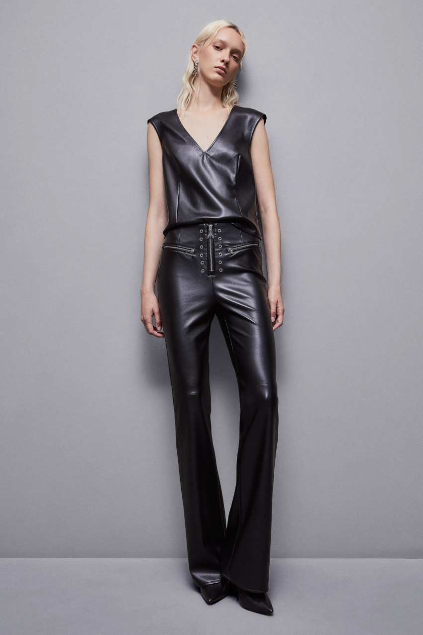 Tunique en simili cuir zippee Noir Patrizia Pepe