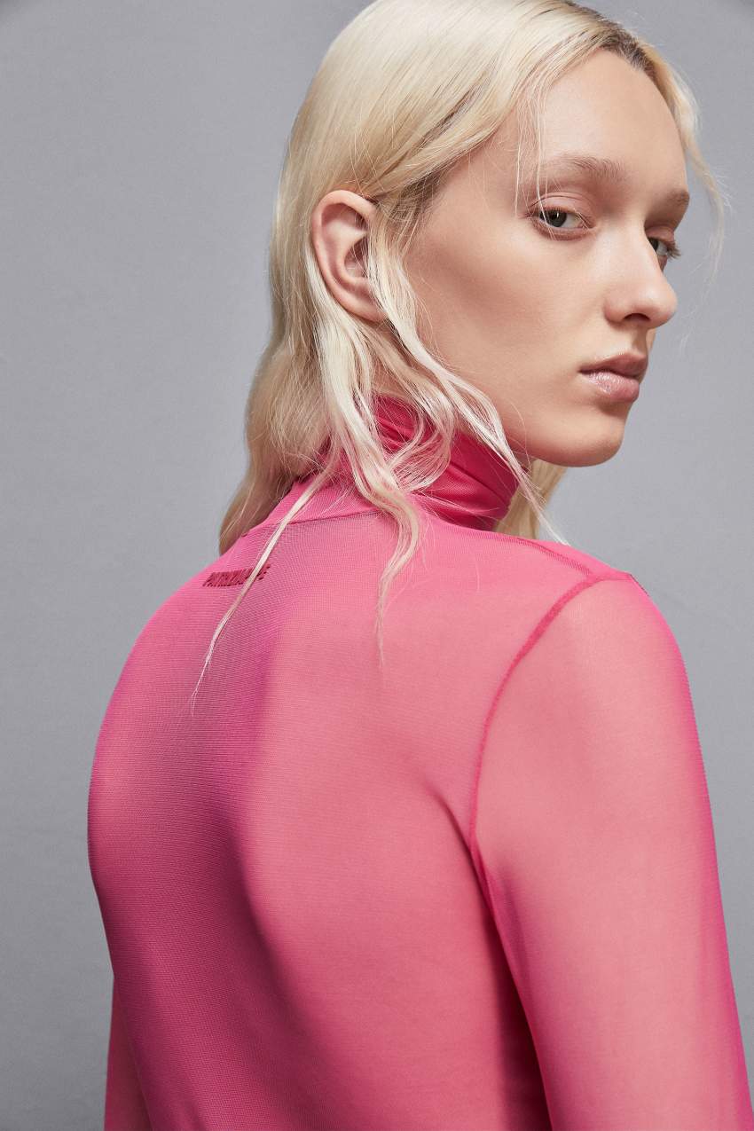 Lupetto collo alto in tulle stretch Rosa Patrizia Pepe