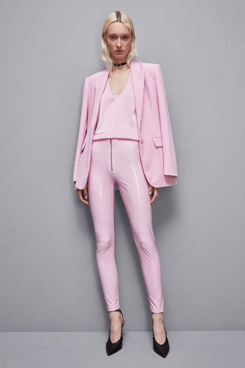 High waisted faux leather leggings Pink Patrizia Pepe