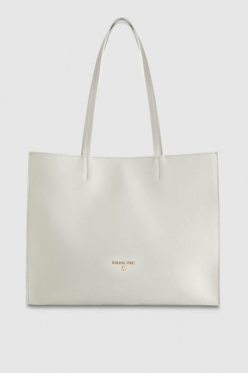 Hammered leather shopping bag Grey Patrizia Pepe