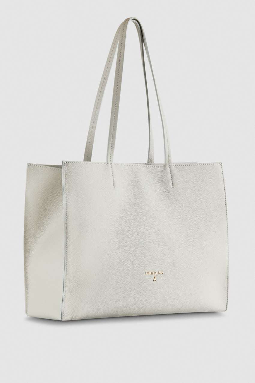 Grey leather shopper bag discount