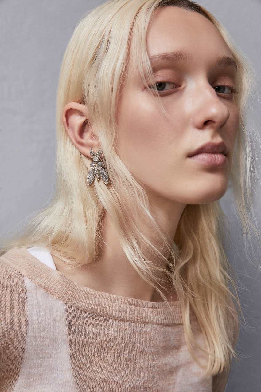 Orecchini in ottone e vetro con strass