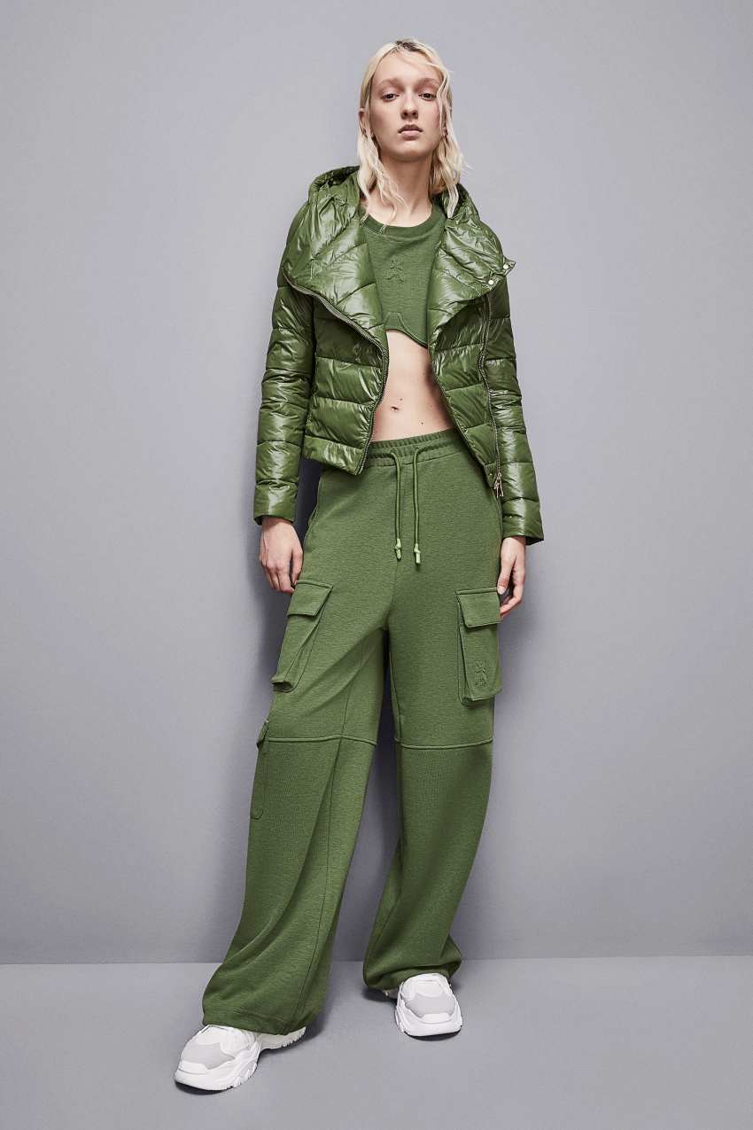 Doudoune a capuche en nylon down proof Vert Patrizia Pepe