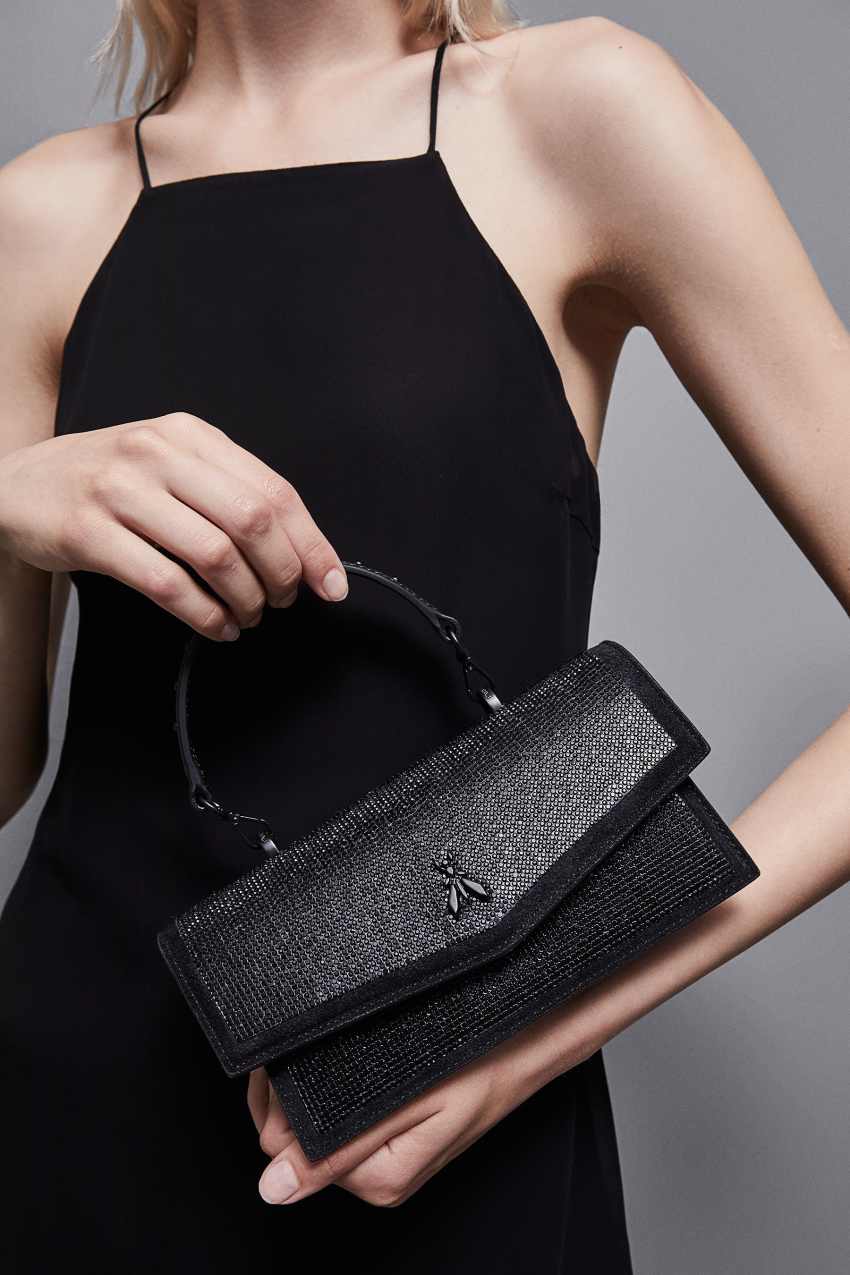 Fly Bamby shoulder bag with rhinestones Black Patrizia Pepe