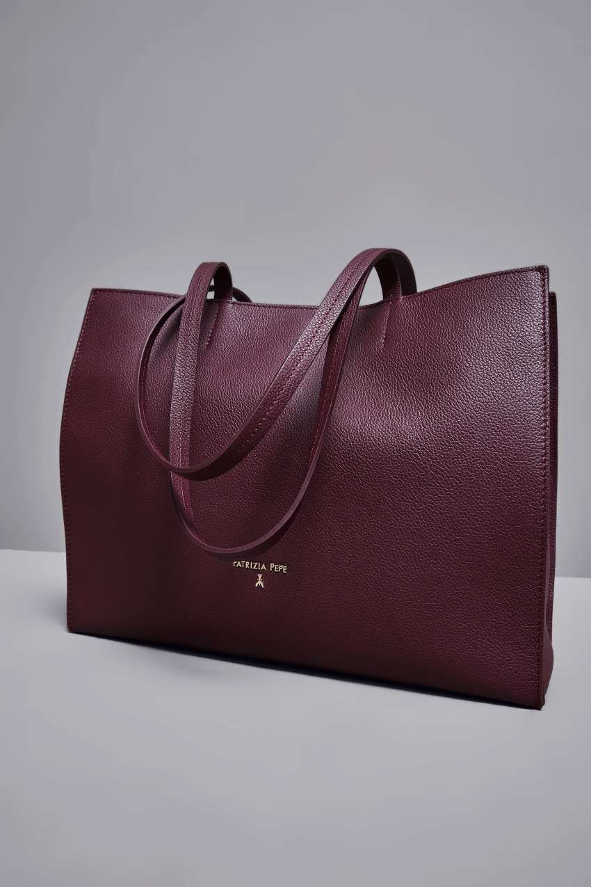 Shopping Bag aus genarbtem Leder Violett Patrizia Pepe