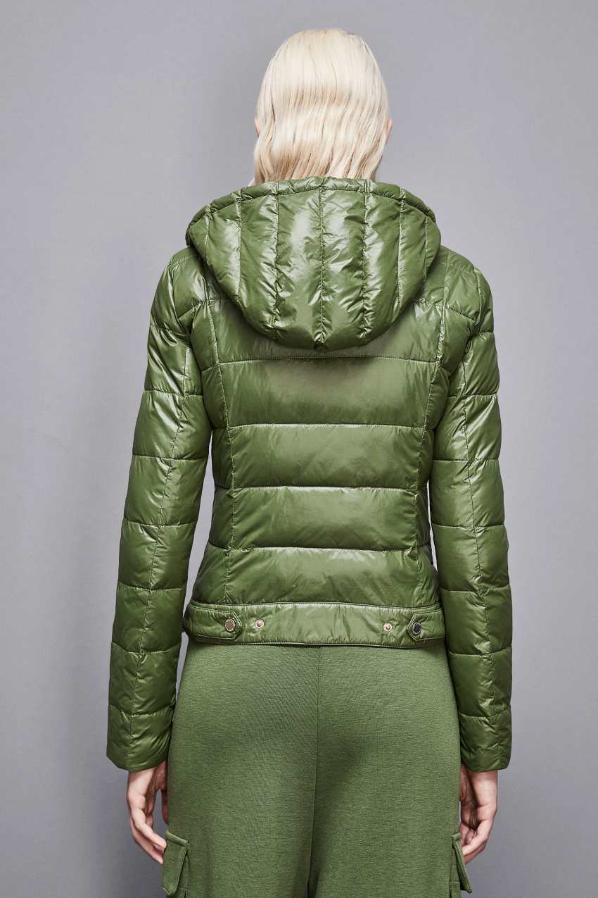 Nylon down proof hooded down jacket Green Patrizia Pepe