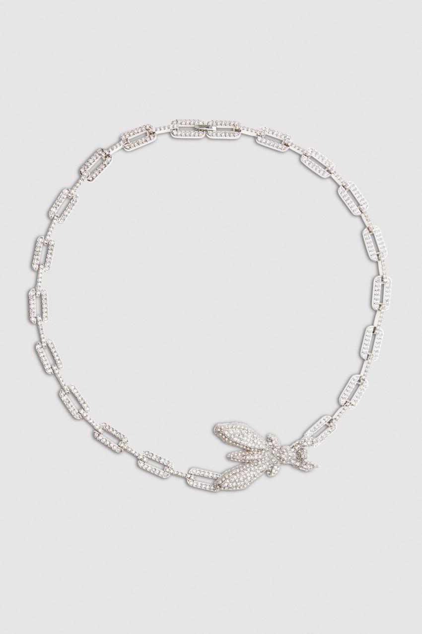 Patrizia Pepe Rolo Necklace with Rhinestones Silver Crystal Woman Size U