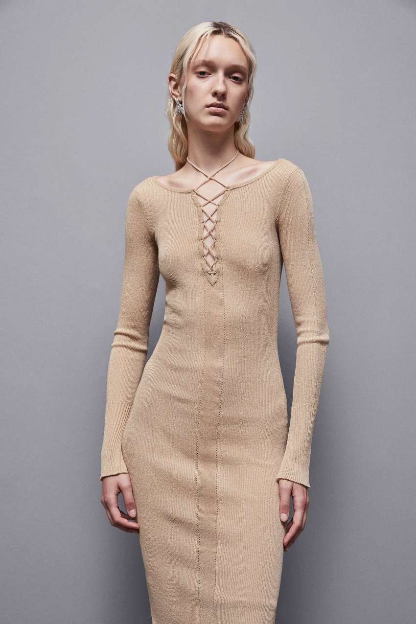 Abito a costine in lurex Essential