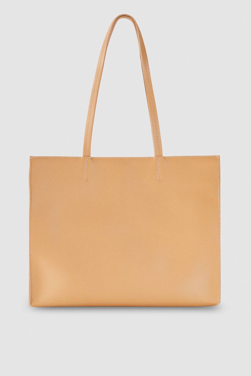Hammered leather shopping bag Beige Patrizia Pepe
