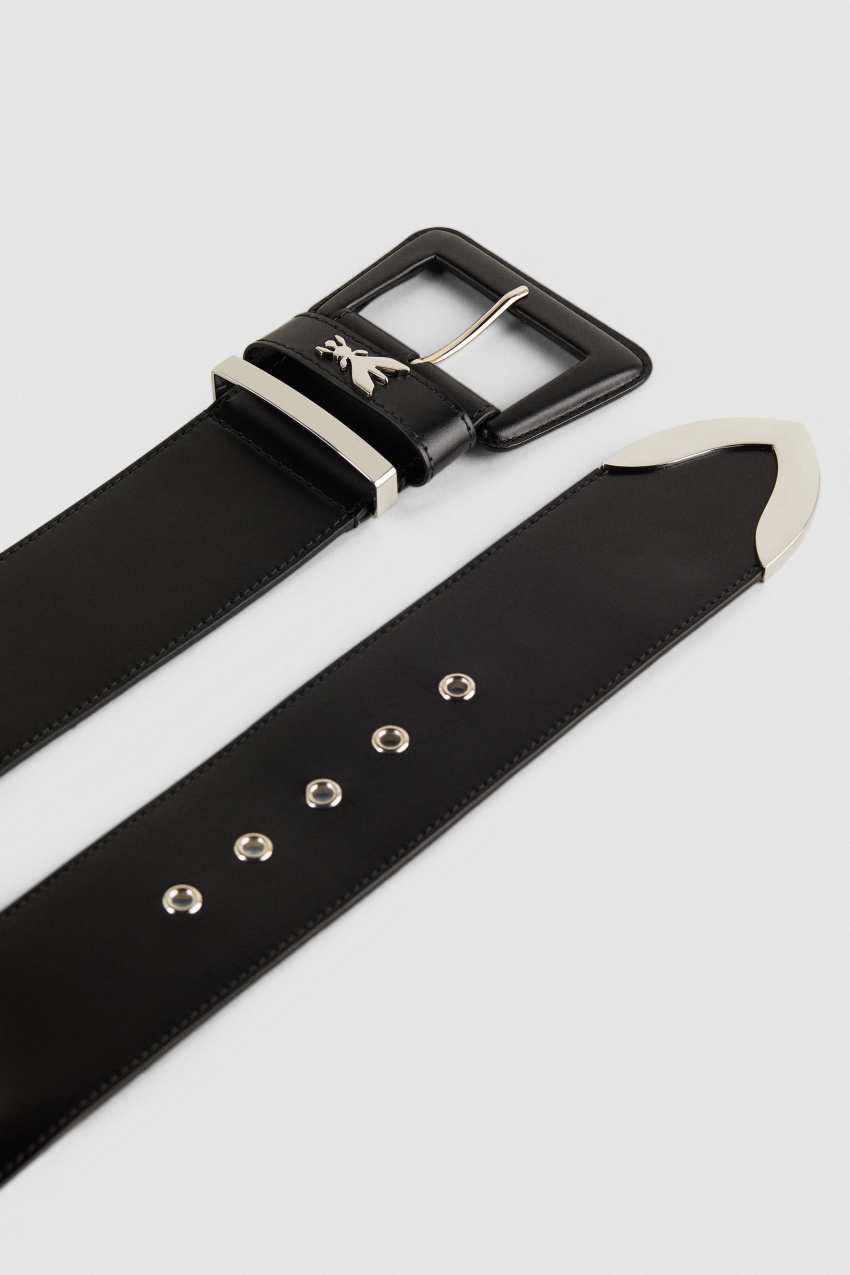 High waisted leather belt with end tip Black Patrizia Pepe
