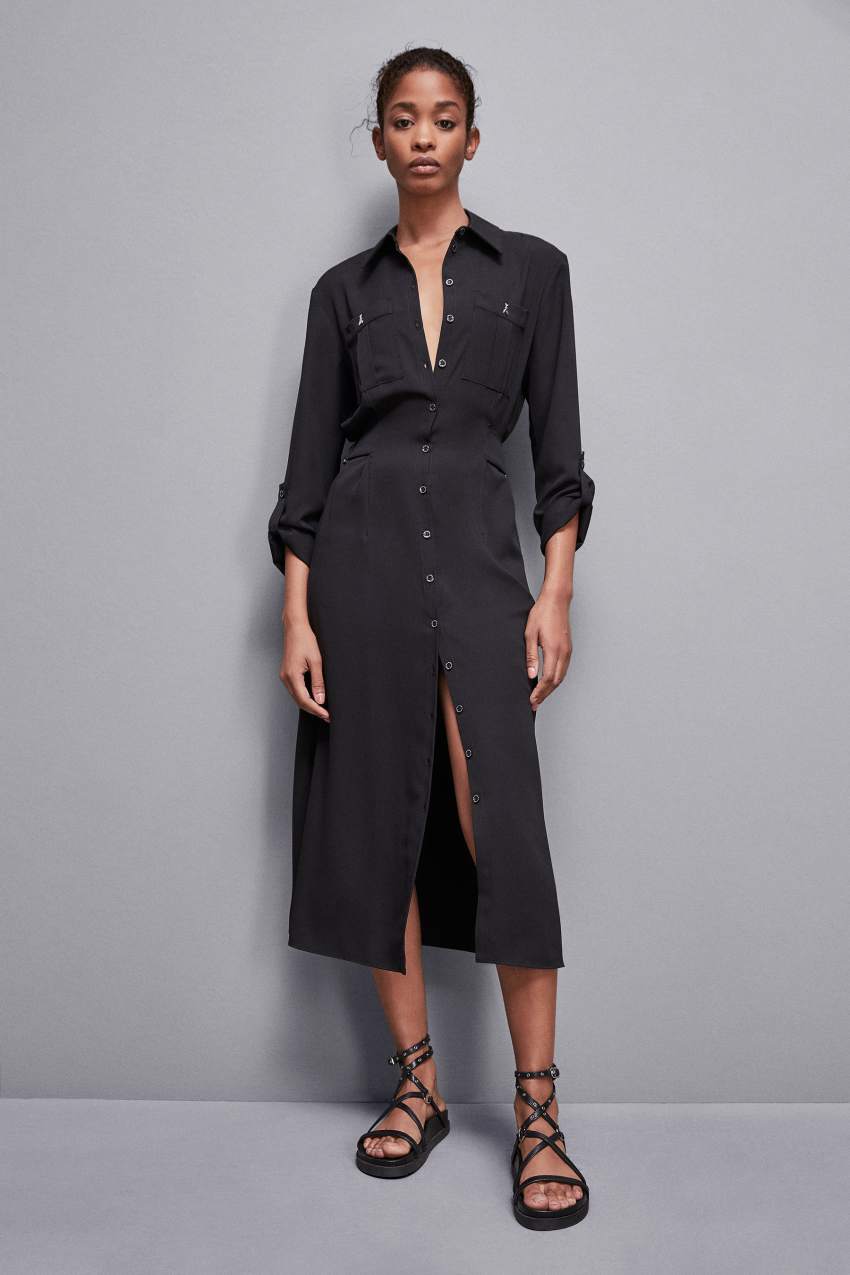 Long sleeved chemisier dress