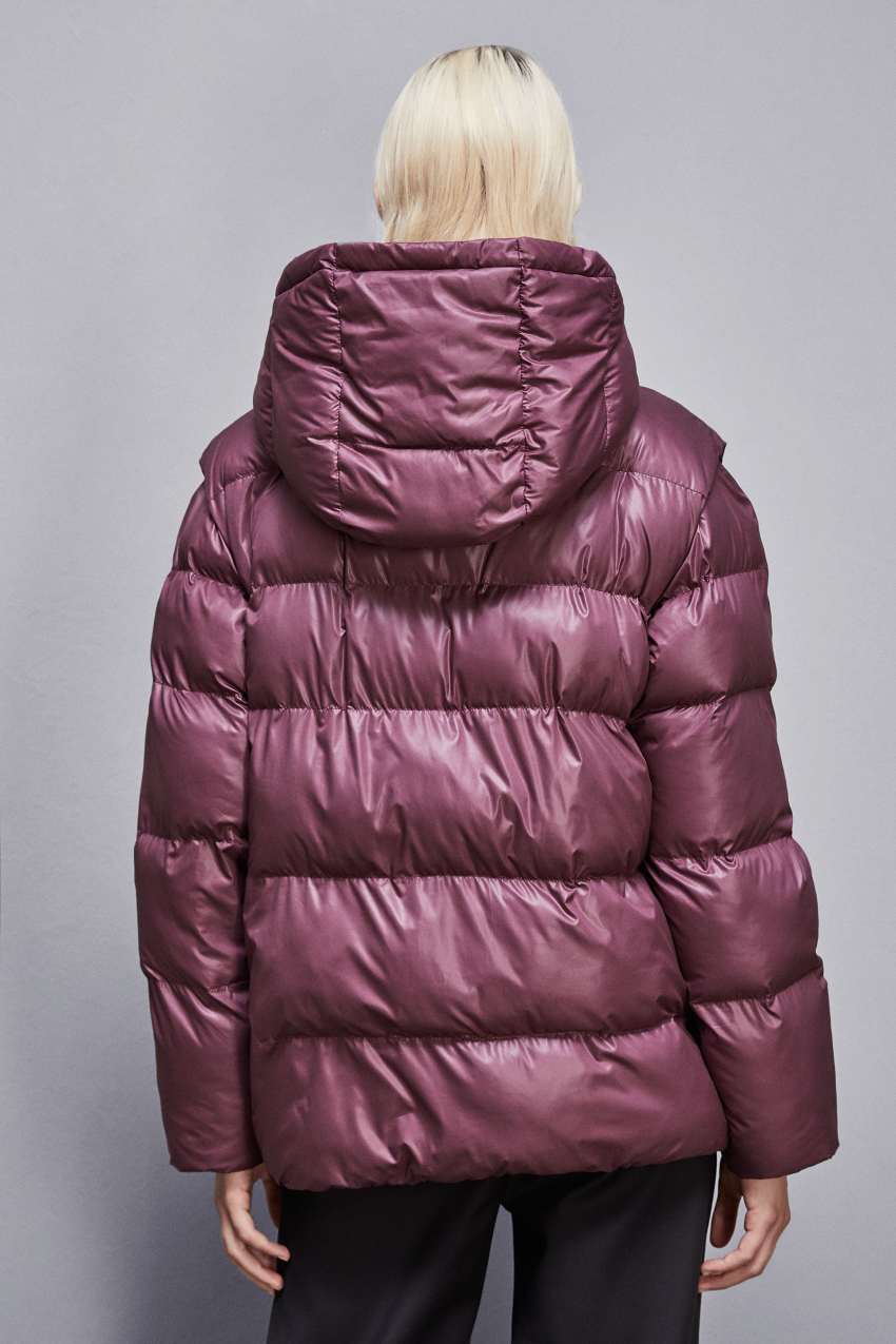 Shiny nylon over down jacket